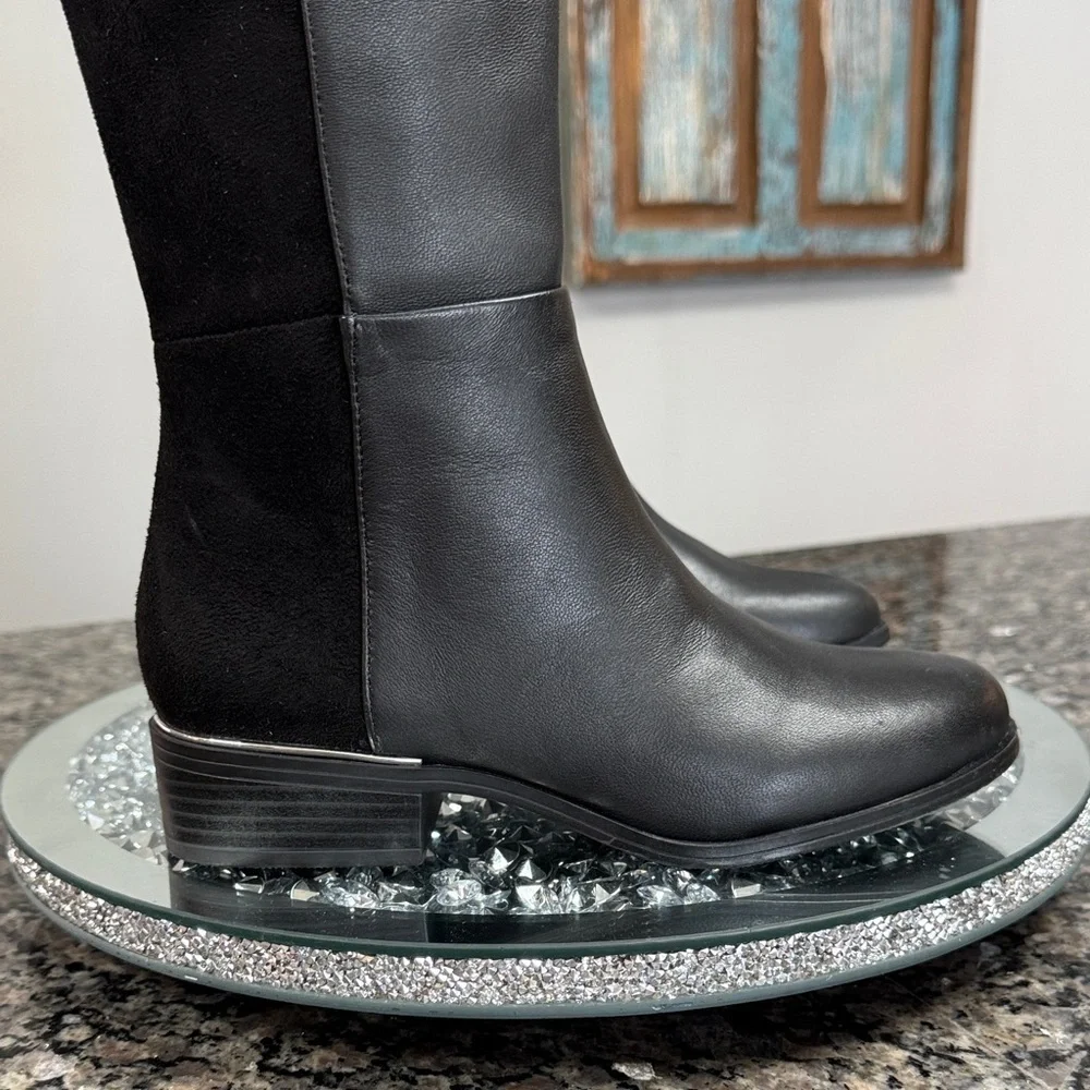 Alfani leather Black tall Boots with stretchy calf NEW 5.5